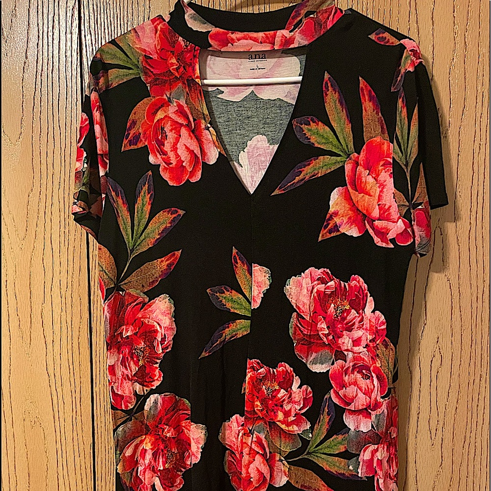 Black floral blouse